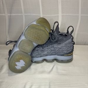 Nike Lebron 15 XV City Edition Grey Gold Shoes Sneakers GS Size 4.5